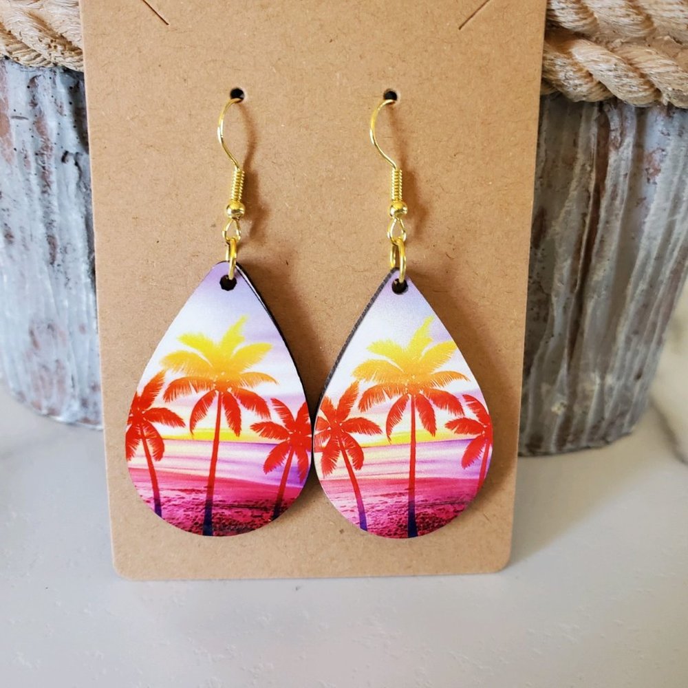 Palm Trees Teardrop Earrings